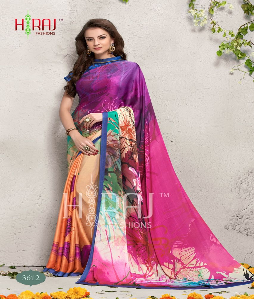 Digital Prints Satin Silk Saree