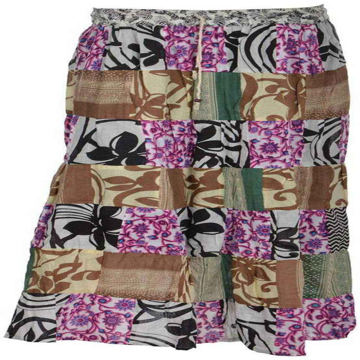 Traditional Patchwork Regular Fit Full Length Cotton Skirt