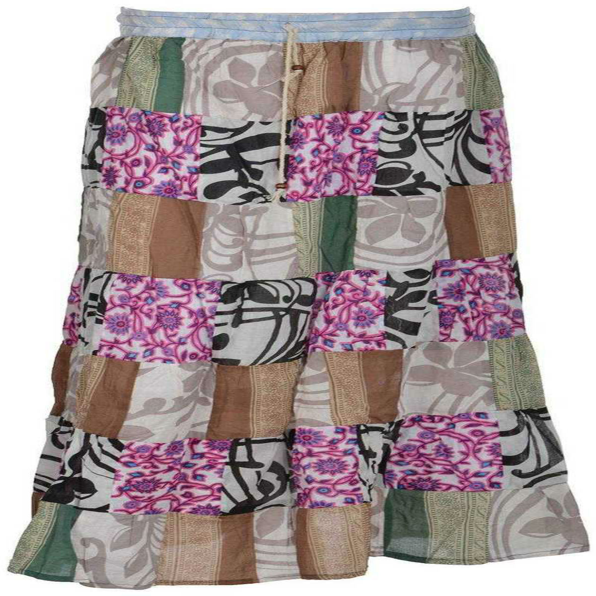 Traditional Patchwork Regular Fit Full Length Cotton Skirt
