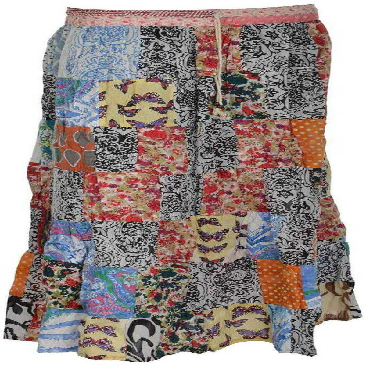 Traditional Patchwork Regular Fit Full Length Cotton Skirt