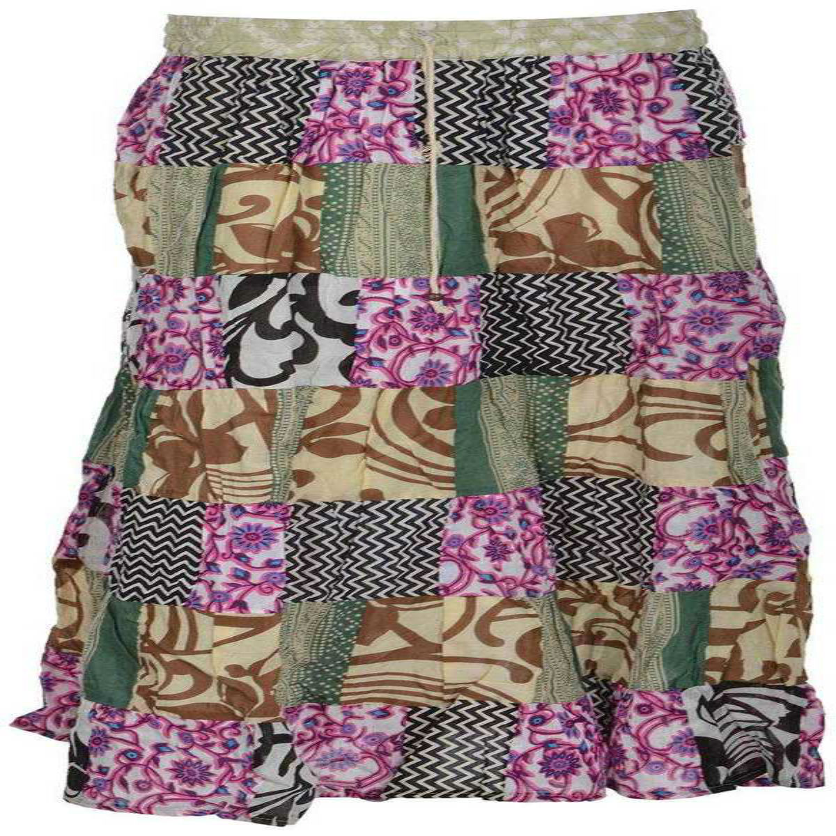 Traditional Patchwork Regular Fit Full Length Cotton Skirt