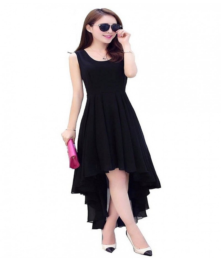 Poly Crepe Western Solid Dress