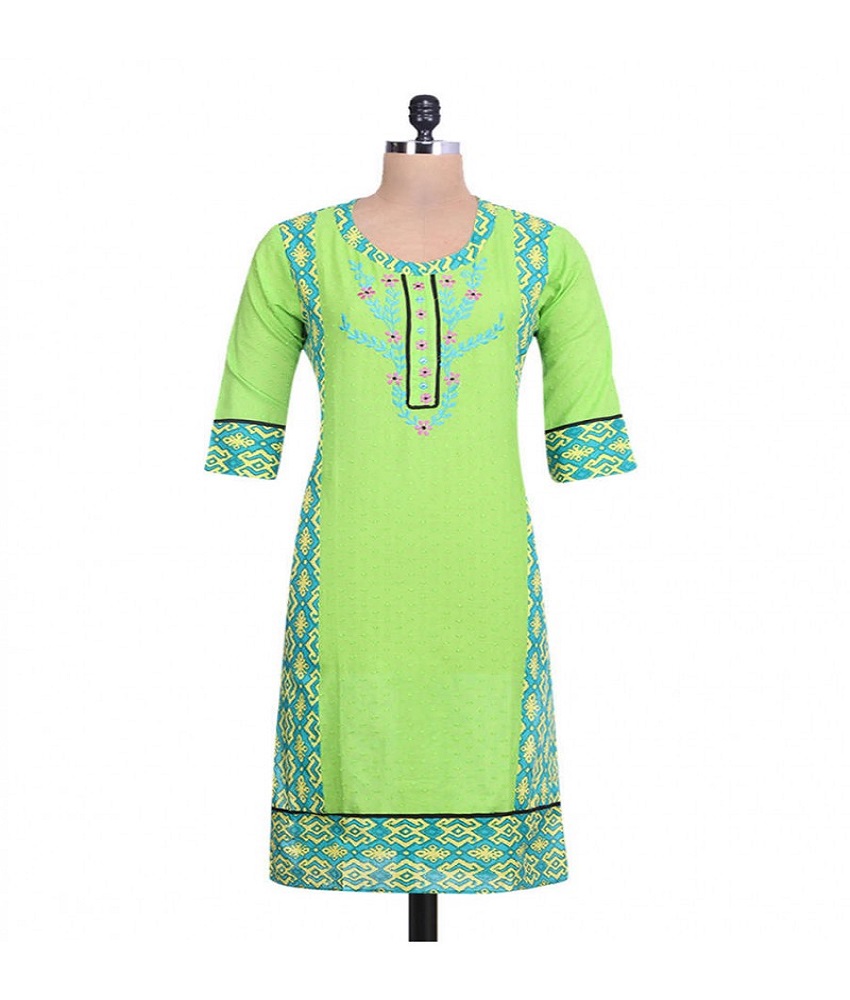 Cotton Straight Embroidery Kurti