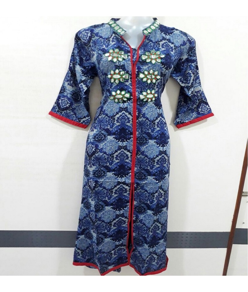 Denim Straight Printed Kurti