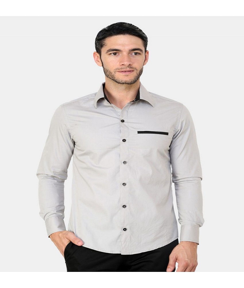 Cotton Blend Grey Men's Shirt