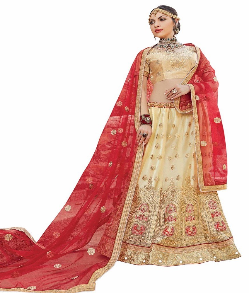 Net Anarkali Embroidery Unstitched Lehenga Choli