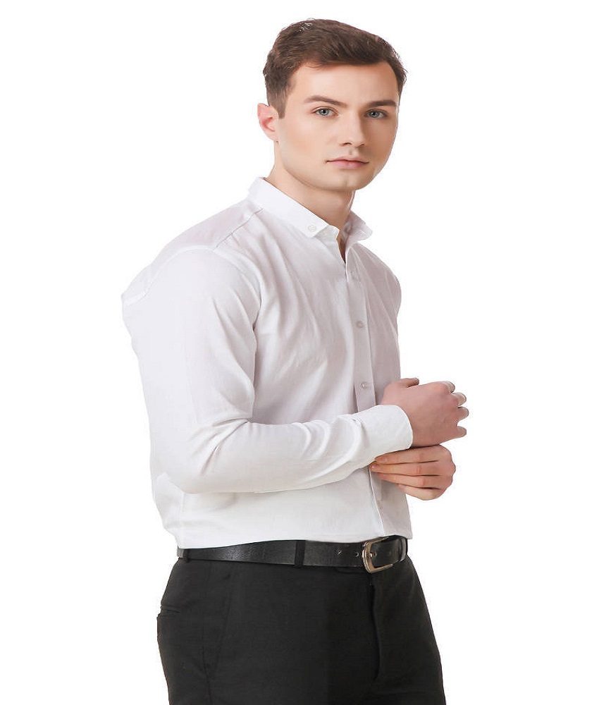 Solid Satin Men's Shirt Colour White